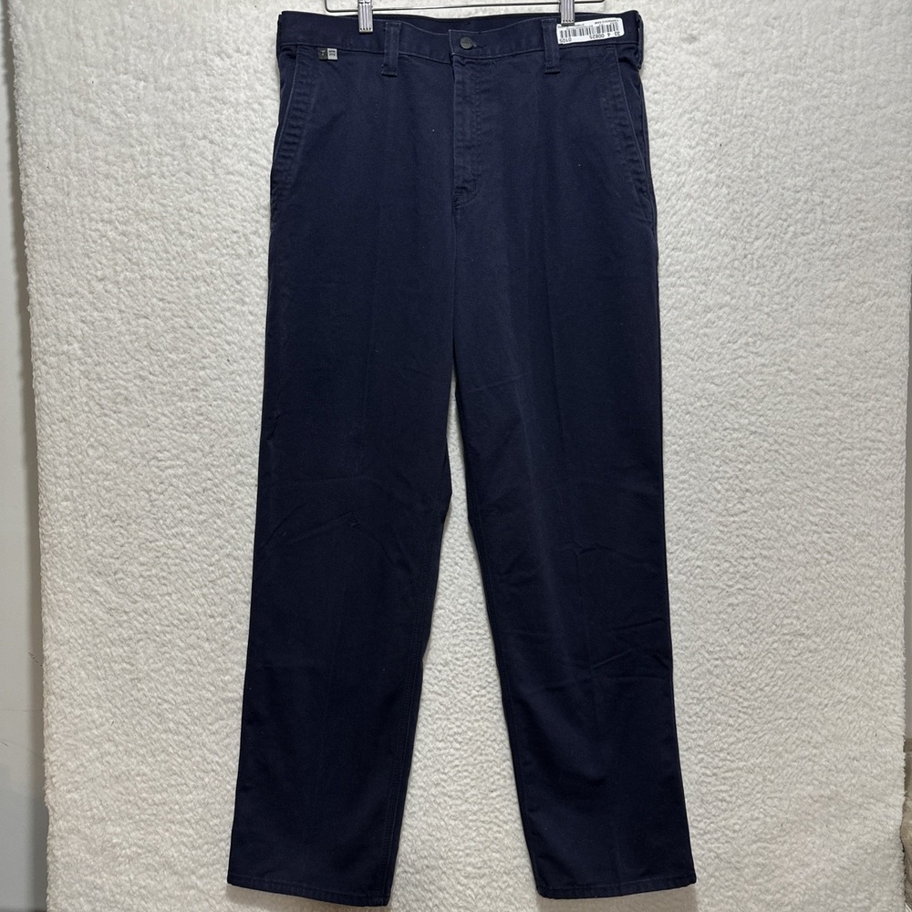 Carhartt FR Mens 34x32 Flame Resistant Navy Blue Canvas Work Pants 371-20 Welder